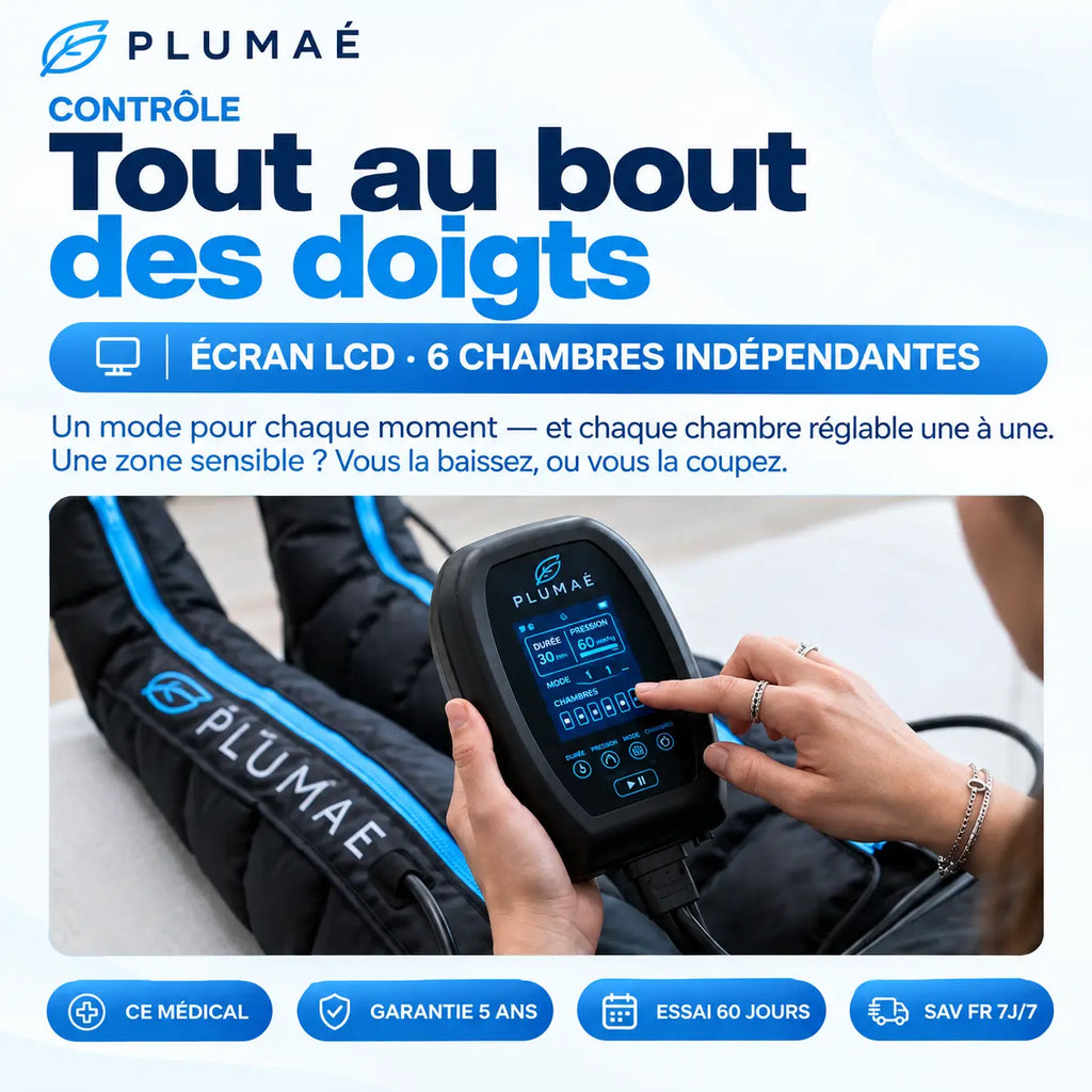 Bottes de pressothérapie Plumaé Premium avec chaleur – vue 5