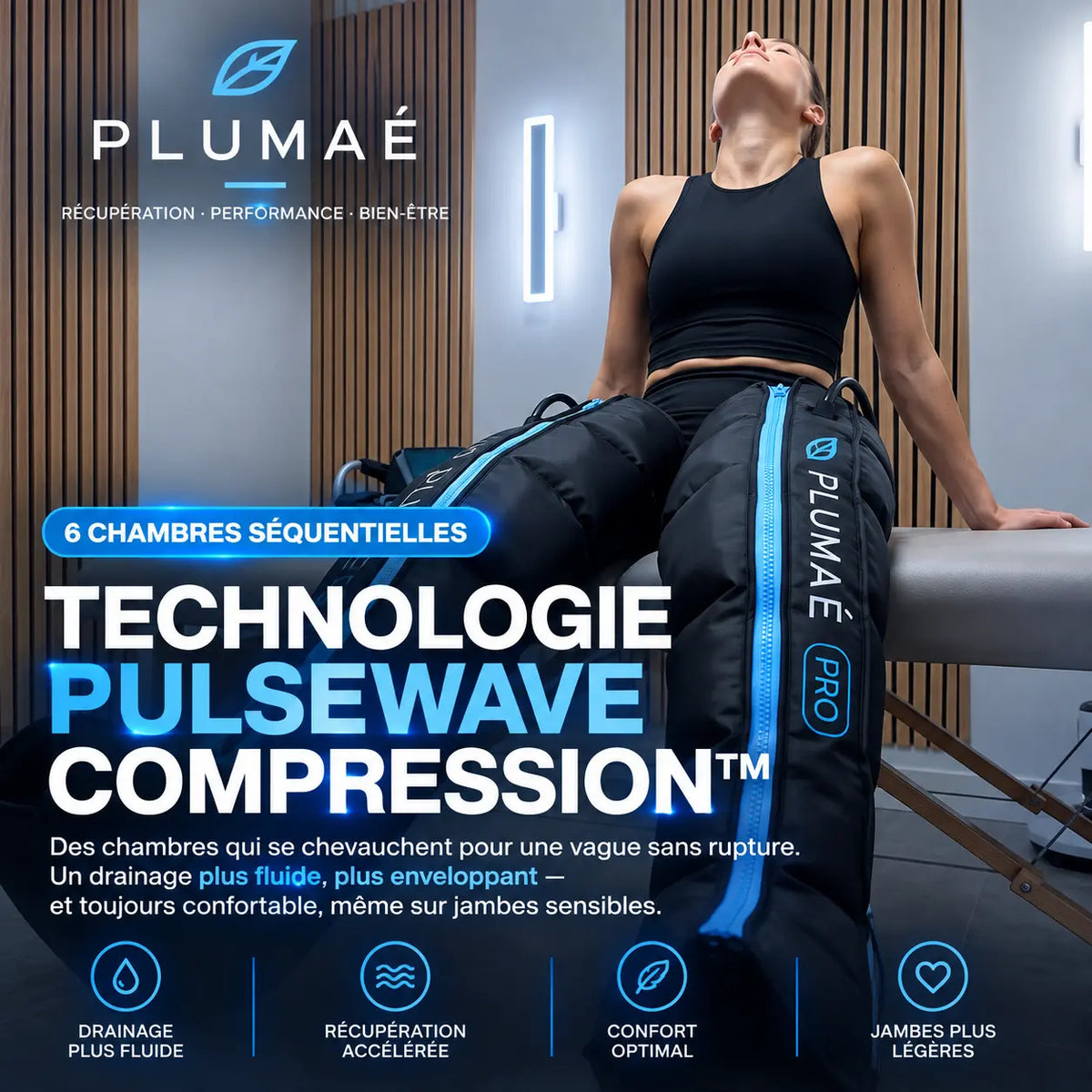 Bottes de pressothérapie Plumaé Premium avec chaleur – vue 2