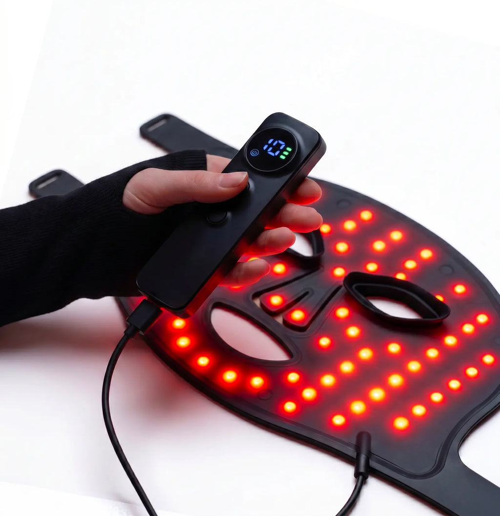 Masque LED visage Plumaé lumière rouge, infrarouge et bleue – vue 3